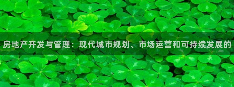 天狮娱乐彩票合法吗：房地产开发与管理：现代城市规划、市场运营